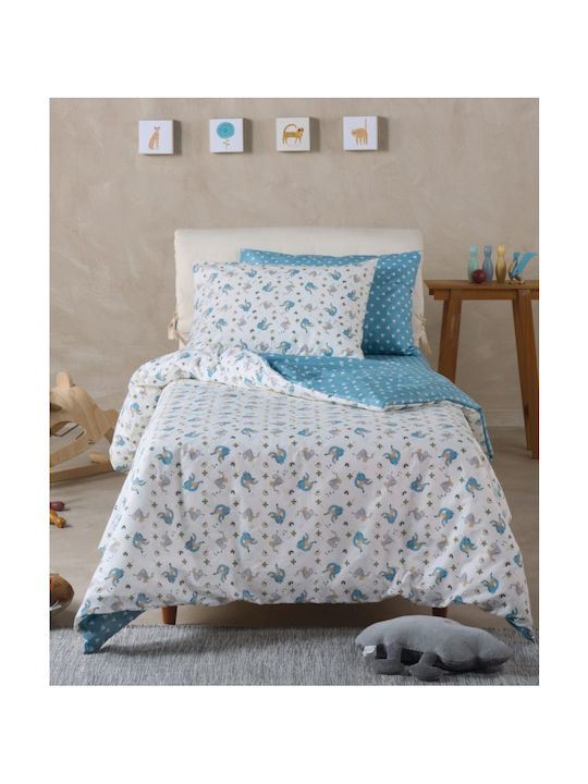Kentia Παιδικό Κουβερλί Μονό Mesmer White-blue 160x240εκ.