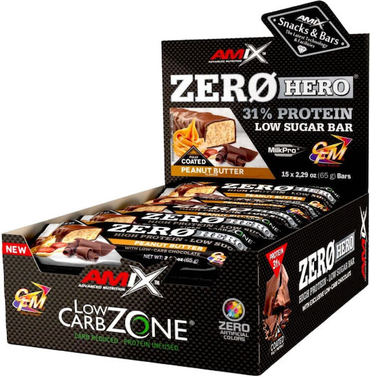Amix Zerohero Batoane cu 31% Proteină & Aromă Unt de arahide 15x65gr
