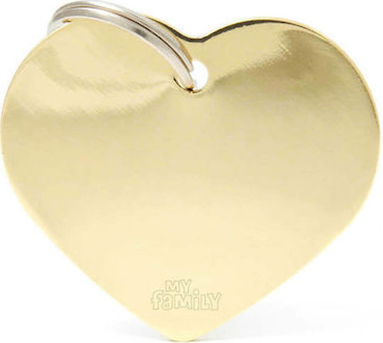 My Family Basic Dog ID Tag Heart Gold Metal Small Personalized