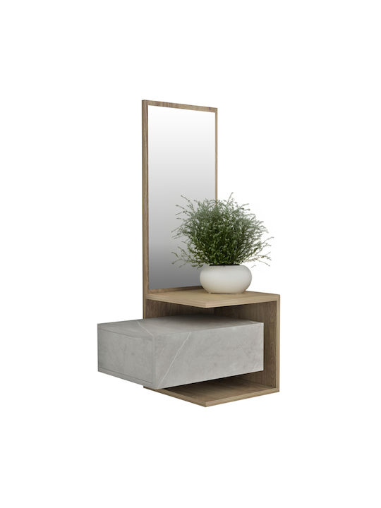 Meara Hallway Furniture with Mirror Melamine Natural-Grey 49.1x31.3x90cm