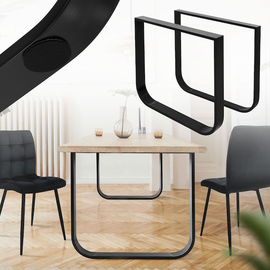 ML-Design Metallic Furniture Leg 2 Pieces Suitable for Table / Coffee Table / Office 80x72cm Black