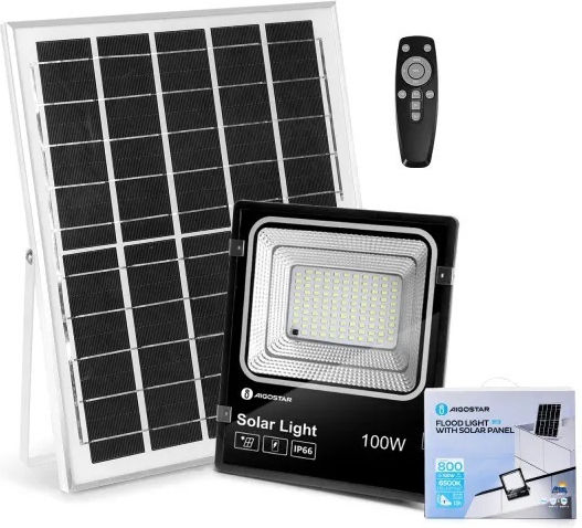 Aigostar Στεγανός Ηλιακός Προβολέας LED 100W Ψυχρό Λευκό 6500K IP66