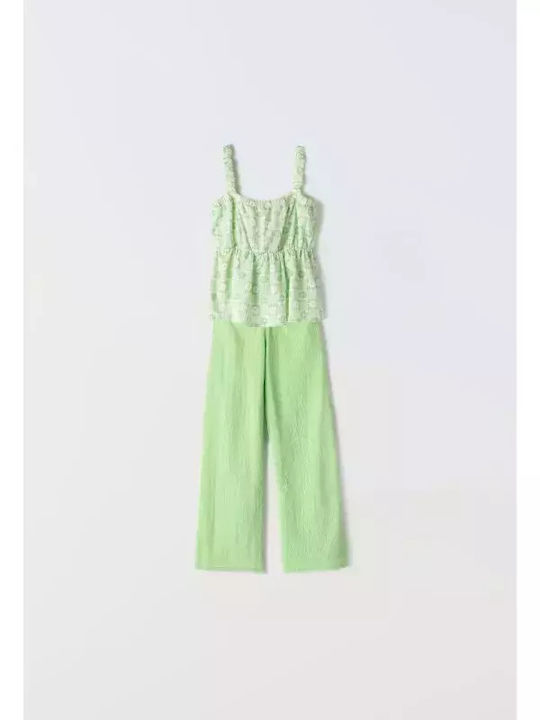 Kids' Set with Pants Summer 2pcs Green Blouse