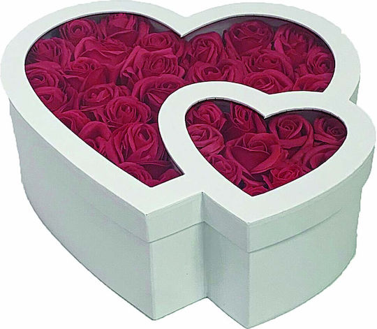 Jk Home Décor - κουτί Χάρτινο Διπλή Καρδιά Λευκό 22-26x9-11cm S/2