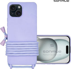 Sonique Back Cover Σιλικόνης 0.5mm με Λουράκι Λιλά (iPhone 15)