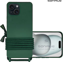 Sonique Back Cover Silicone 0.5mm with Strap Green (iPhone 15)