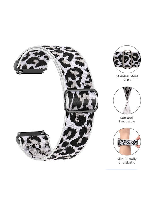 Λουράκι Υφασμάτινο Για Amazfit Bip 3/bip 3 Pro |12cm|8,5cm|- Λευκό Leopard