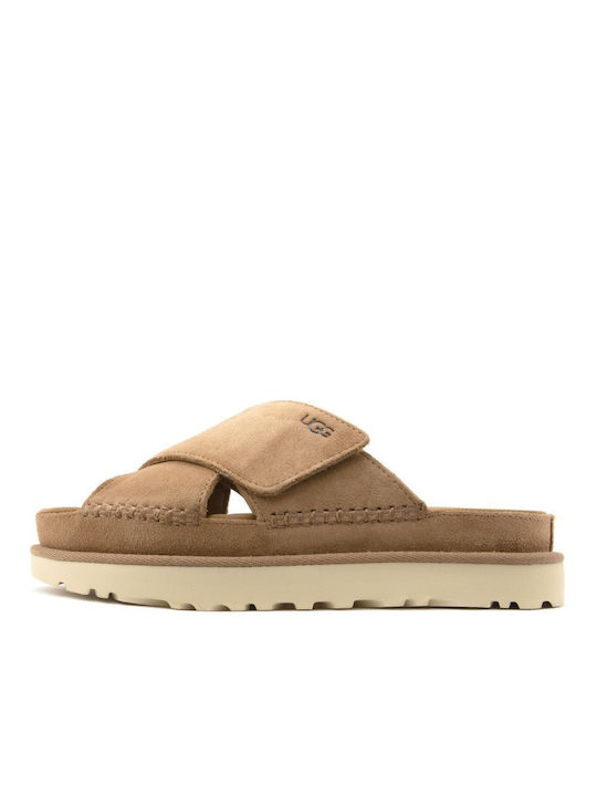 Ugg Australia Flatforms Suede Crossover Women's Sandals Tabac Brown