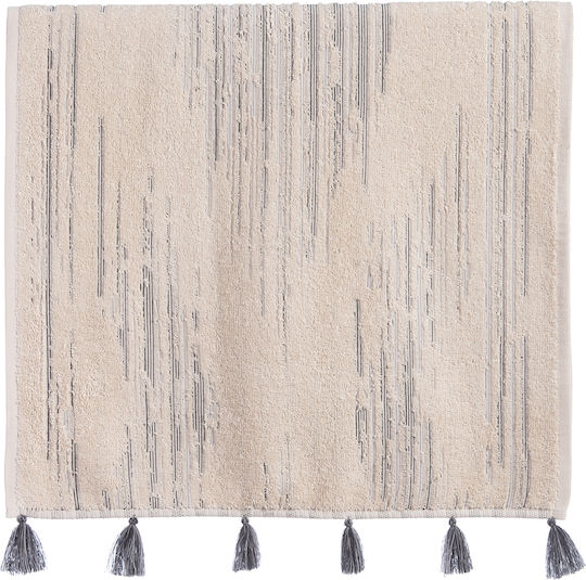 Nef-Nef Homeware Πετσέτα Χεριών Premium Halfway 30x50εκ. Beige/Black Βάρους 550gr/m²