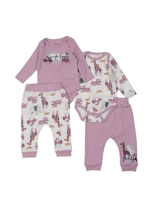 Miniworld Baby Bodysuit Set with Pants Purple