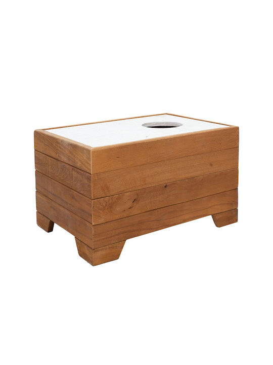 Otis Auxiliary Outdoor Table with Marble Surface and Wood Frame Natural 60x42x35cm