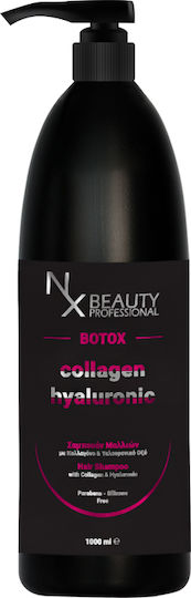 NX Beauty Professional Botox Collagen Hyaluronic Σαμπουάν Αναδόμησης/Θρέψης για Εύθραυστα Μαλλιά 1000ml