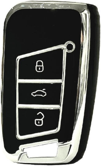 Car Key Cover Case made of with 3 Buttons for VW in Black Color