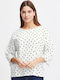 Fransa Damen Oversized T-shirt Polka Dot Weiß