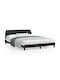 Κρεβάτι Υπέρδιπλο Επενδυμένο με Δερματίνη Μαύρο/λευκό με Τάβλες για Στρώμα 160x200cm