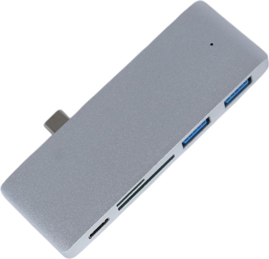 Type-c Ports Hub 4 Θυρών USB 3.1 με σύνδεση USB-C Γκρι