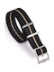 22mm Millimeters Black Gold Woven Nylon Fabric Nato Strap