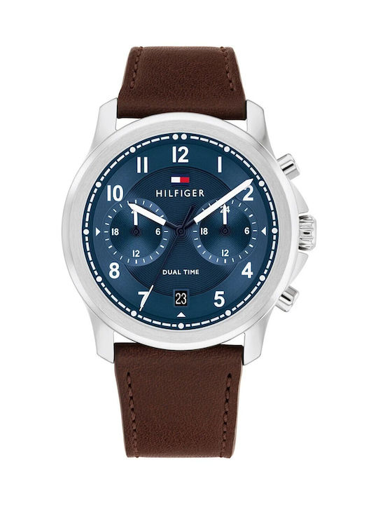 Tommy Hilfiger Watch Battery with Brown Leather Strap