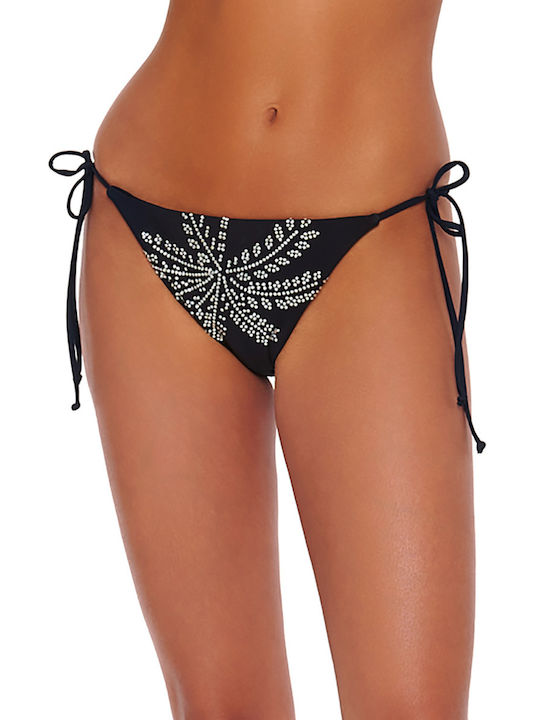 Bluepoint Bikini Alunecare cu Șnururi Negru