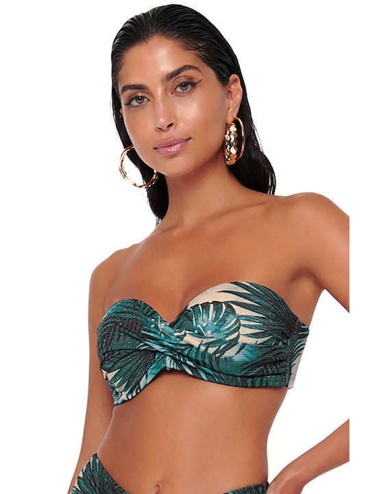 Bluepoint Underwire Strapless Bikini with Detachable & Adjustable Straps Green