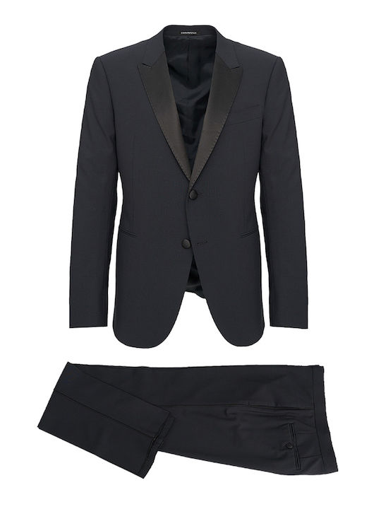 Emporio Armani Ανδρικό Κοστούμι με Στενή Εφαρμογή Σκούρο Μπλε