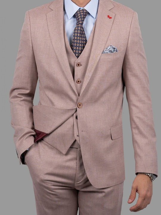 Dezign Men's Suit Slim Fit Pink