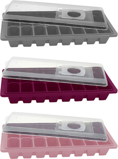 Sidirela Tavă pentru cuburi de gheață Rectangulare din plastic 16 compartimente cu capac Multicolor E-0146