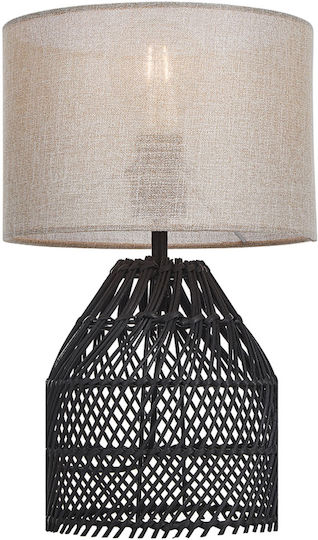 Viokef Table Lamp for Socket E27 with Beige Shade and Black Base