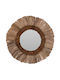 Freebox Wall Mirror with Brown Frame Diameter 60cm 1pcs
