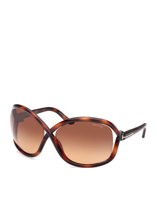 Tom Ford Women's Sunglasses with Brown Tartaruga Plastic Frame and Brown Gradient Lens FT1068 52F