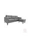 Maneli Corner Fabric Sofa Bed with Reversible Angle Charcoal 196x138cm