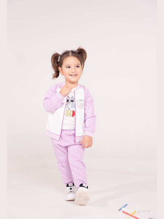 Εβίτα Kinder Sweatpants Set - Jogginganzug Purple 3Stück