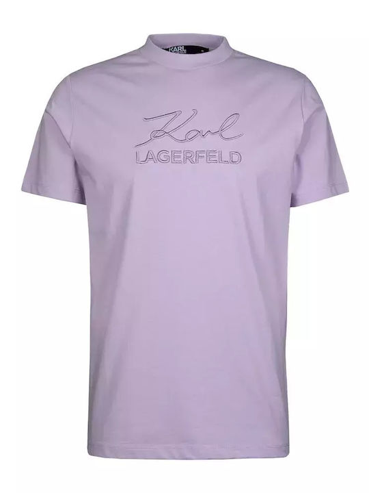 Karl Lagerfeld T-shirt Bărbătesc cu Mânecă Scurtă Violet