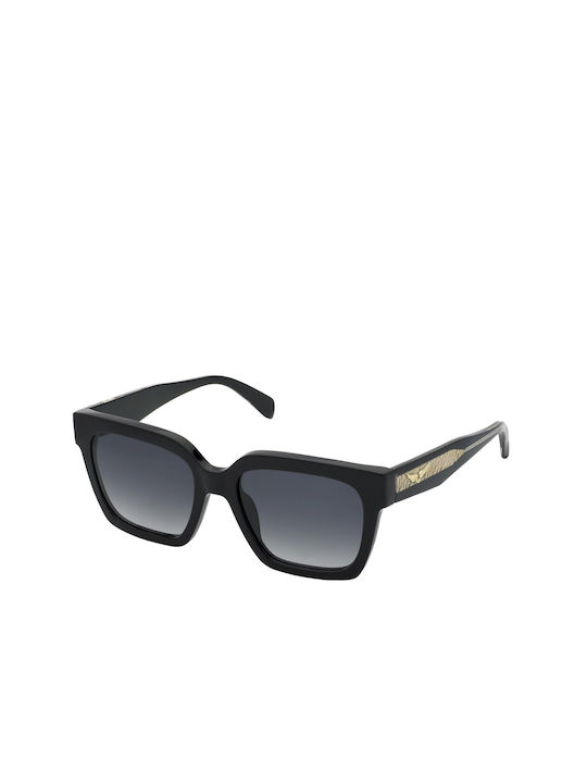 Zadig & Voltaire Women's Sunglasses with Black Plastic Frame and Gray Gradient Lens SZV407 0700