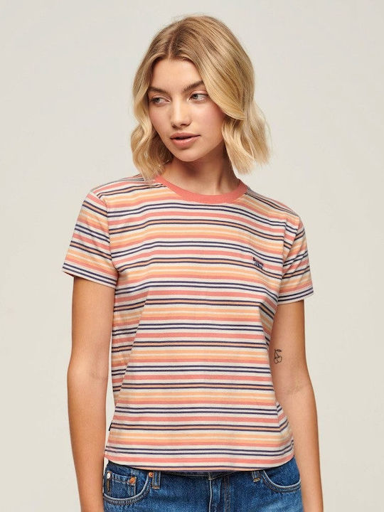 Superdry Damen T-shirt Gestreift Mehrfarbig