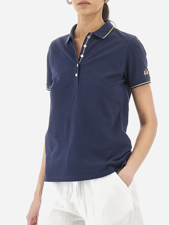 La Martina Damen Polo Bluse Kurzarm Marineblau