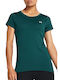 Under Armour Women's Athletic Blouse Short Sleeve Fast Drying with Sheer Petrol Blue