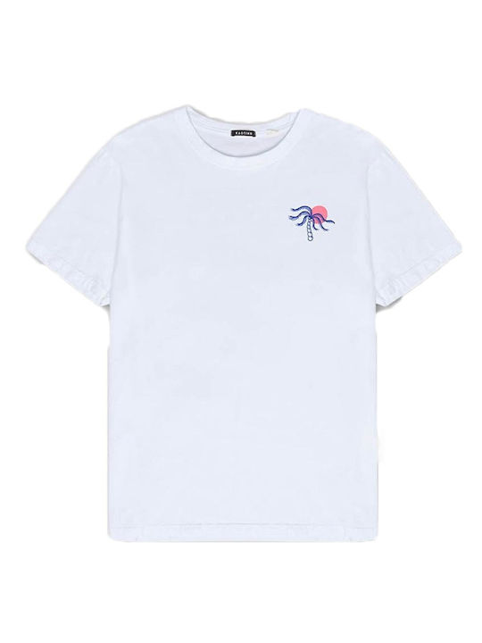 Kaotiko Washed Serving Good T-shirt White Γυναικείο Boyfriend Fit - Ao046-01-g002-w