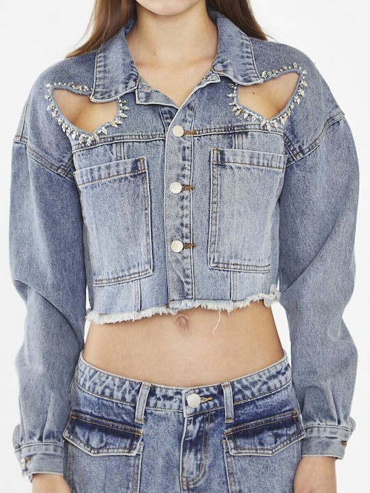 Glamorous Women's Slim Fit Denim Jacket An4695 Heavy Vintage Denim An4695