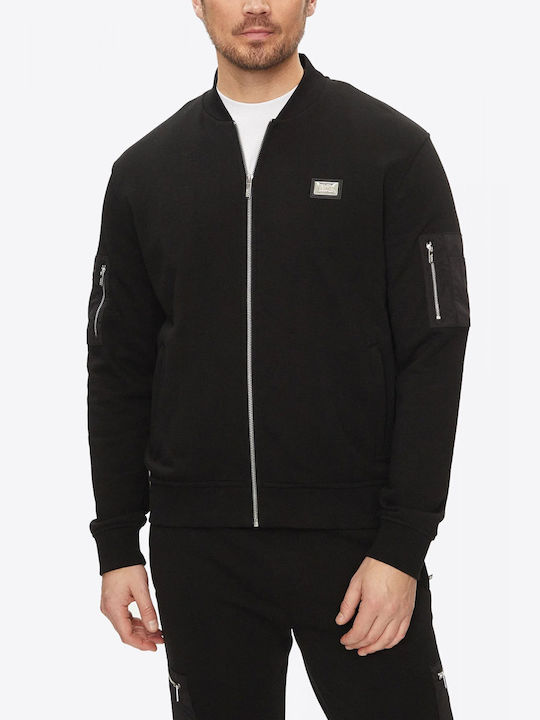 Karl Lagerfeld Men's Sweatshirt Jacket with Pockets Black