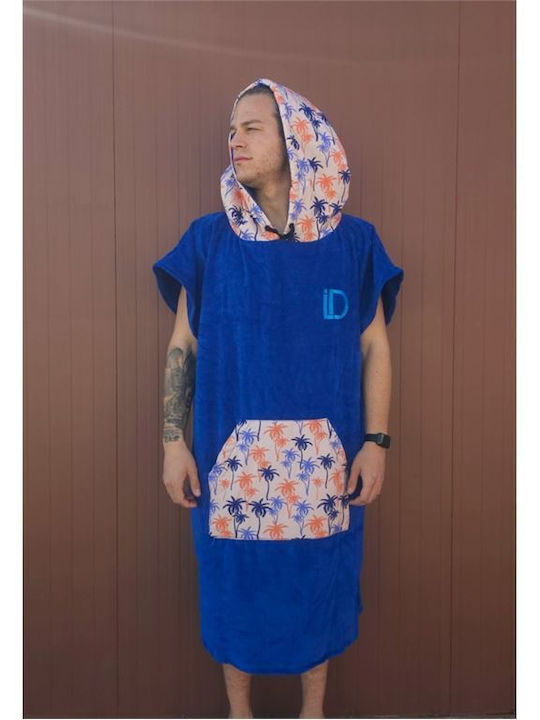 Id - Poncho Men's Blue-palmtrees