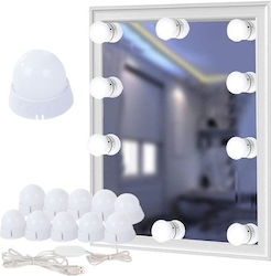 Φωτιστικό για Καθρέφτη Μακιγιάζ LED 1.6W Θερμό Λευκό με Τροφοδοσία USB Μήκους 500εκ.