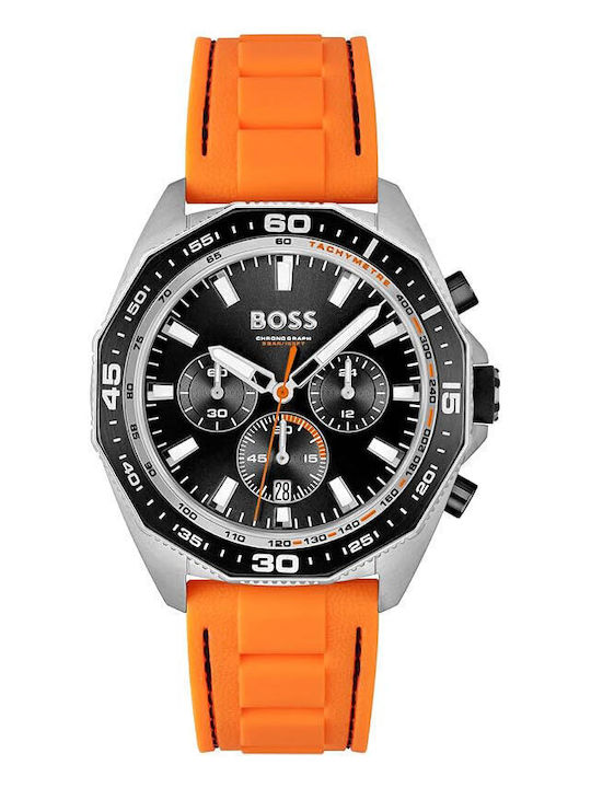 Boss Men's Watch 44mm Battery with Orange / Orange Rubber Strap