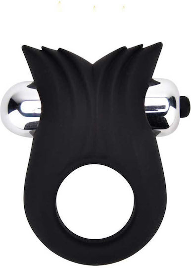 Silicone Vibrating Textured Cock Ring Black Loving Joy