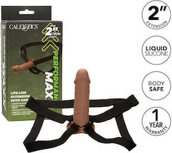 Καφέ Κούφια Προέκταση Πέους Με Ζώνη - Calexotics Performance Maxx Life Like Extension With Harness Brown 17cm