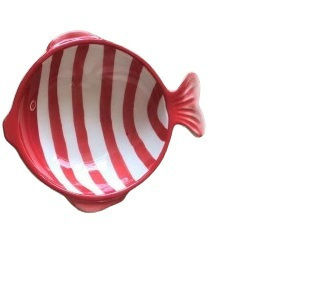 Fischschale gestreift 12x11x3,5cm - Rot
