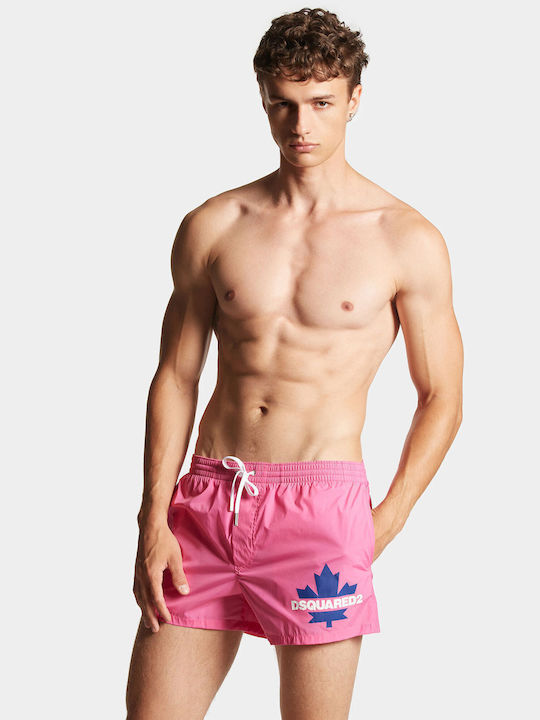 Dsquared2 Men's Leaf Boxer Midi Shorts Pink D7b5f5600