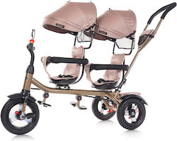Chipolino Παιδικό Τρίκυκλο Ποδήλατο με Αποθηκευτικό Χώρο, Χειρολαβή Γονέα & Σκίαστρο 2Play για 18+ Μηνών Golden-Beige
