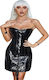 Ophelia's Dream Lingerie - 12 Stück Plastikknochen schwarzes trägerloses Lederkorsett mit Höschen - A3508