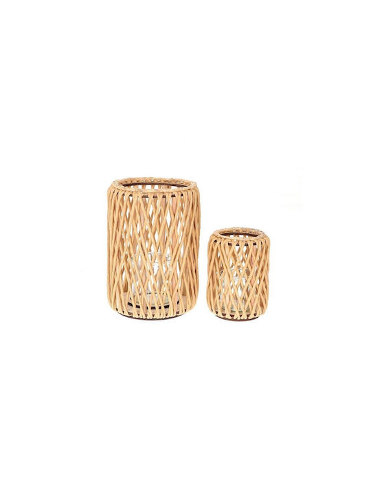 Wicker Lanterns Set of 2/glass D20xH30cm Plastona